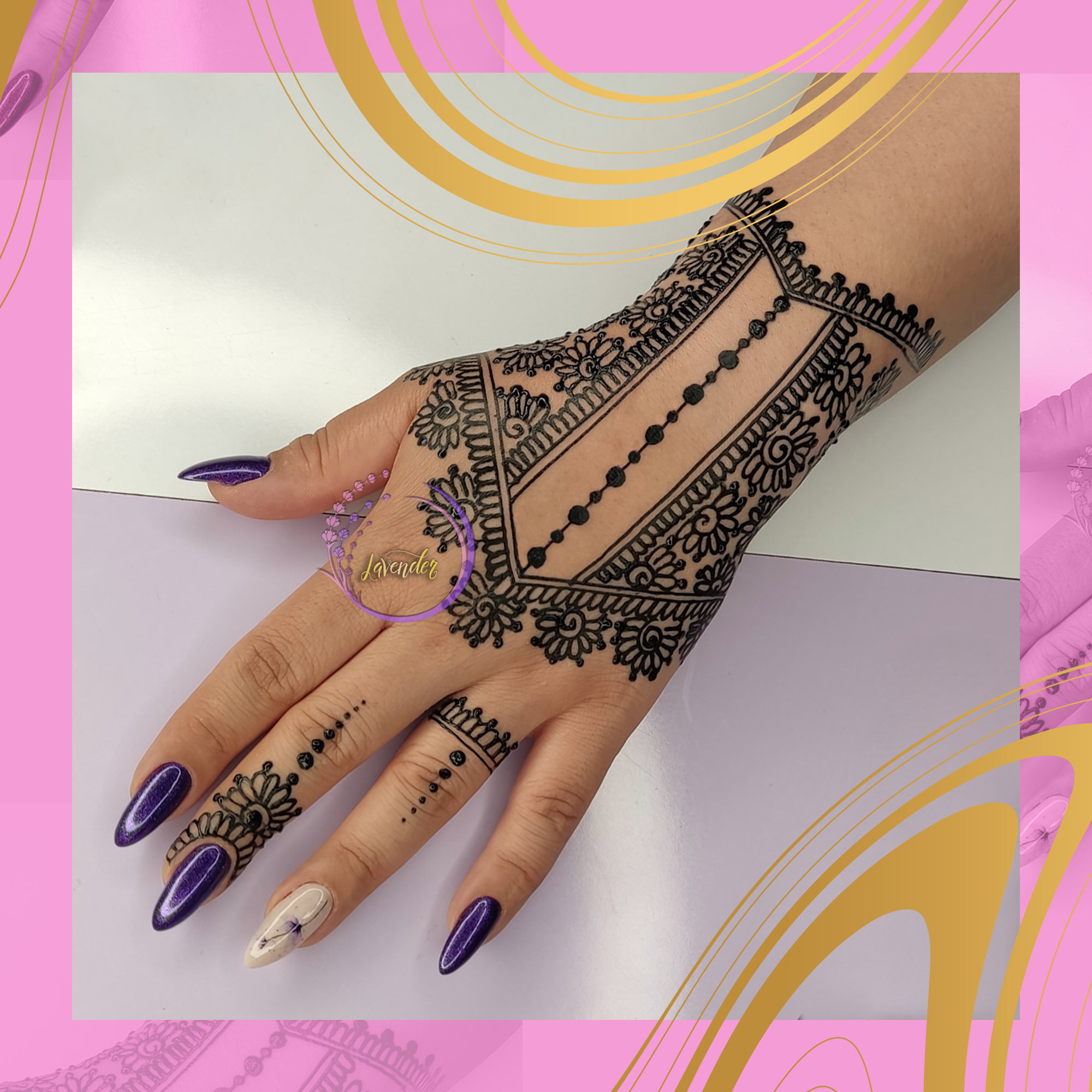 لوندر حنا : طراحی با حنا روی بدن، تتو موقت، آموزش نقش حنا، طرح حنا ( Lavender Henna ) عکس شماره 2