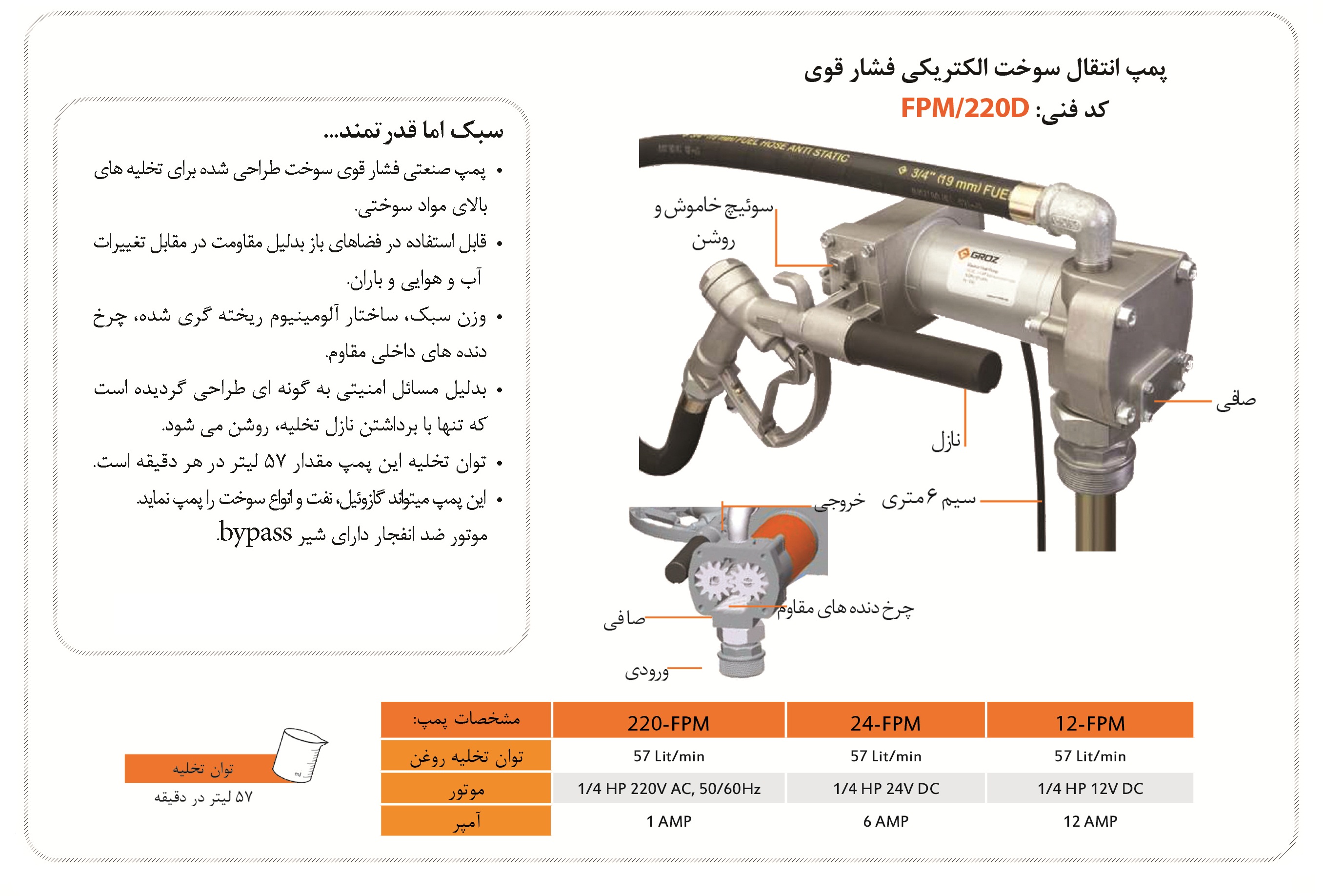 پمپ انتقال سوخت الکتریکی فشار قوی