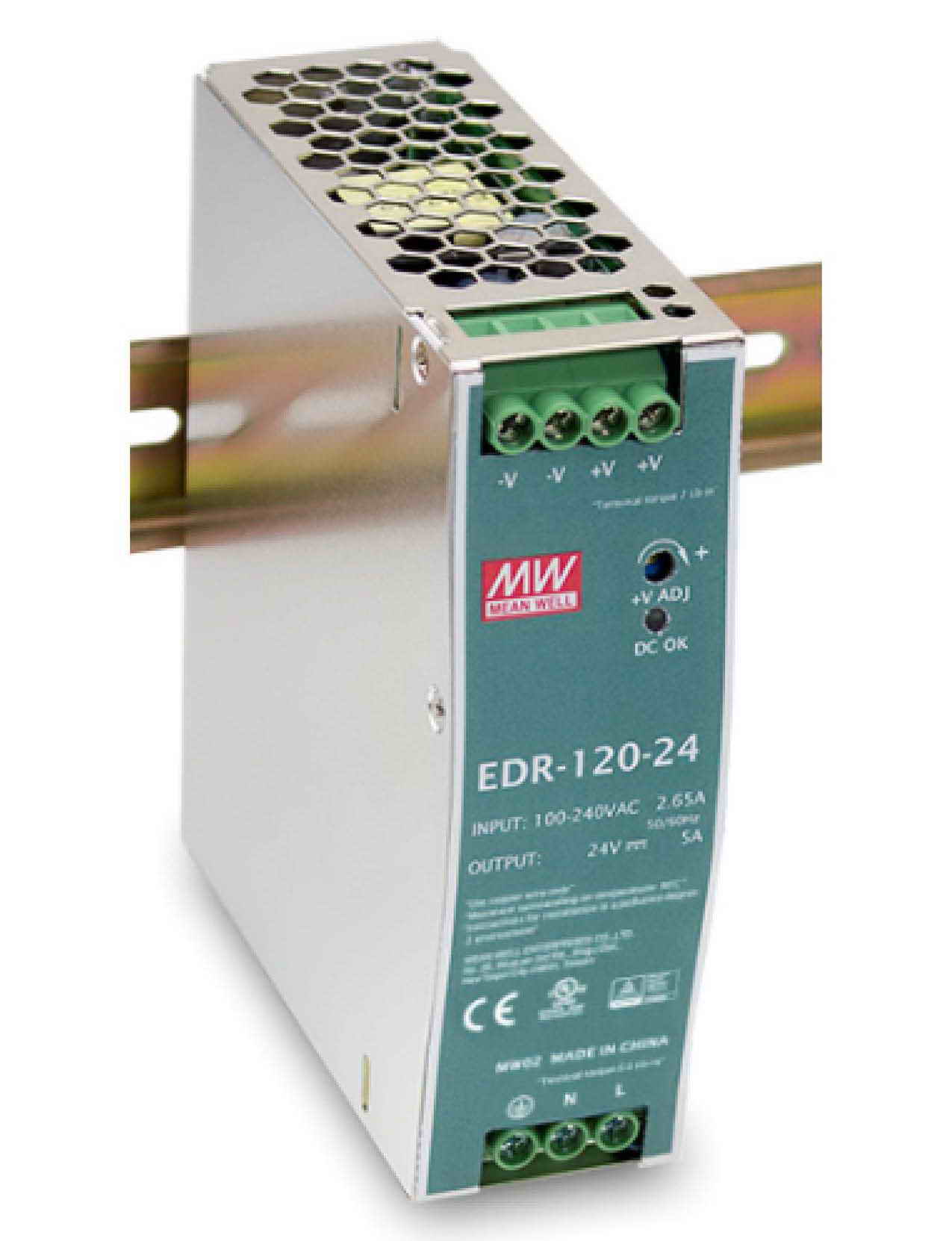 EDR-120, منبع تغذیه ریلی مینول 120 وات, Mean Well , EDR-120-24, MW, EDR-120-48 , EDR-120-12